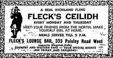 Fleck's Bar advert 1970